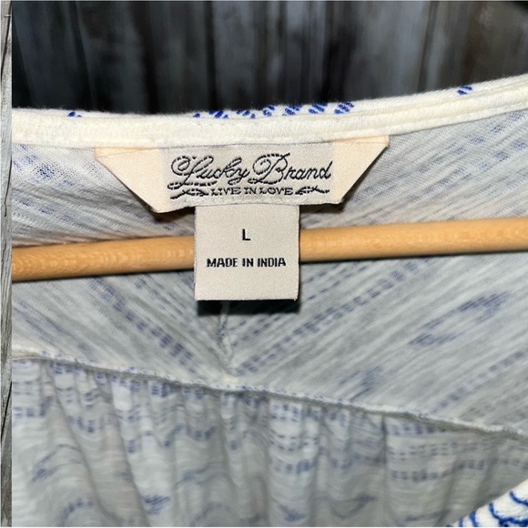 Lucky Brand Santorini Embroidered Boho Printed Blouse - Picture 5 of 5